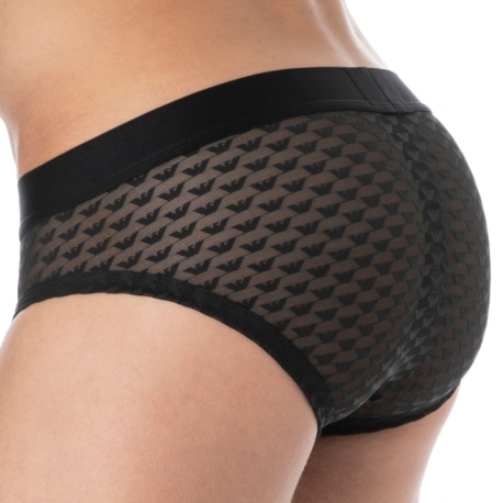 Emporio Armani Eagle Mesh Briefs - Black