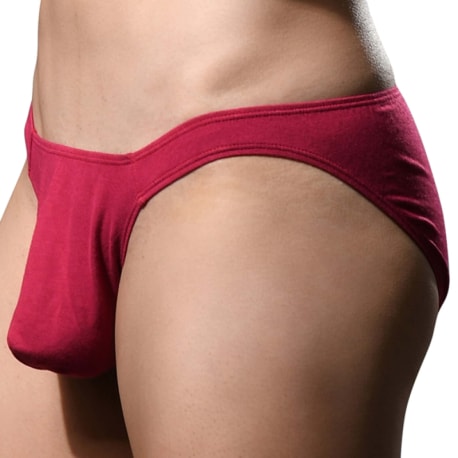 Andrew Christian Almost Naked No-Show Ultra Low-Rise Briefs - Burgundy