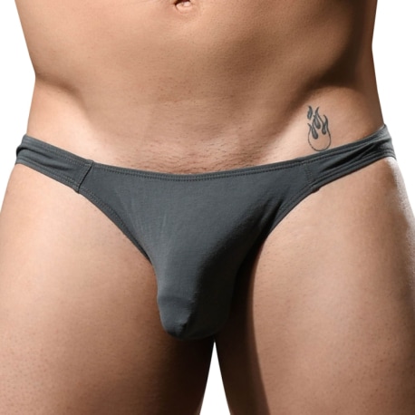 Andrew Christian Almost Naked No-Show Ultra Low-Rise Briefs - Steel Grey