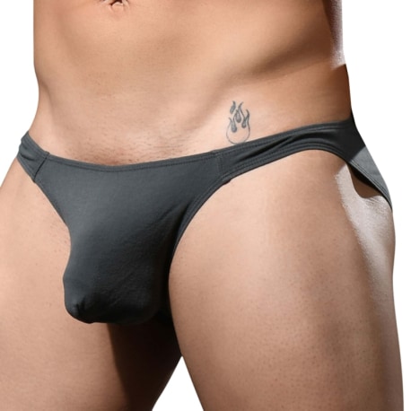 Andrew Christian Slip Ultra Low-Rise No-Show Almost Naked Gris Acier