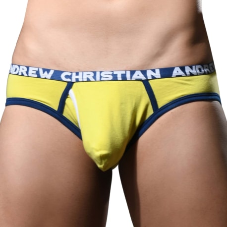 Andrew Christian Almost Naked Fly Tagless Briefs - Citrus Yellow