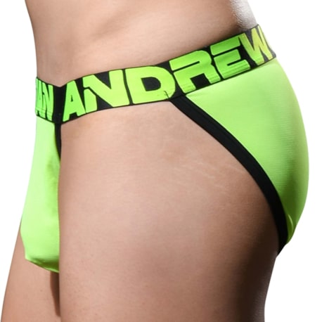 Andrew Christian Almost Naked Moisture Control Tanga Briefs - Neon Yellow