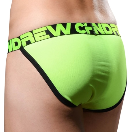 Andrew Christian Almost Naked Moisture Control Tanga Briefs - Neon Yellow