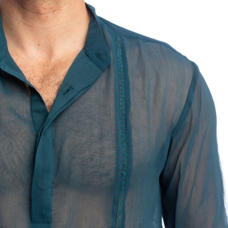 L'Homme invisible Chemise Tunique Chantilly Bleu Paon