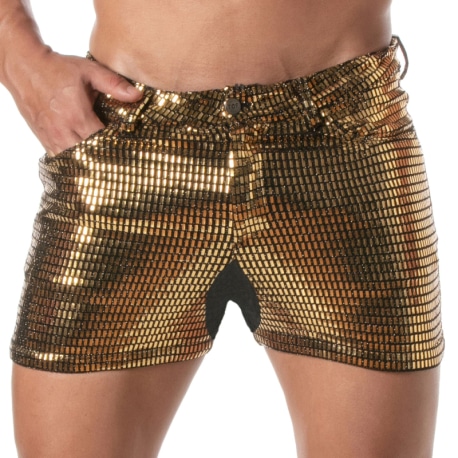 TOF Paris Glitter 5 Pockets Shorts - Gold