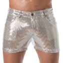 TOF Paris Glitter 5 Pockets Shorts - Silver