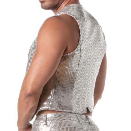 TOF Paris Gilet à Chaîne Glitter Argent