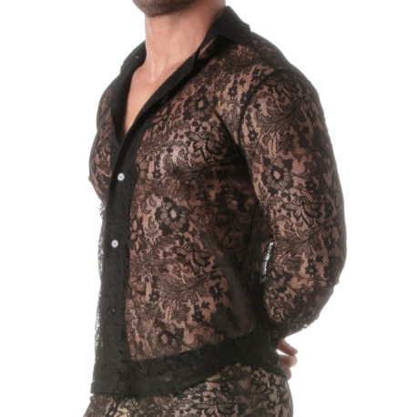 TOF Paris Lace Long Sleeves Shirt - Black