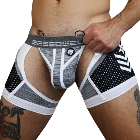 Breedwell Cockpit Chock Jock Boxer - Heather Grey - White