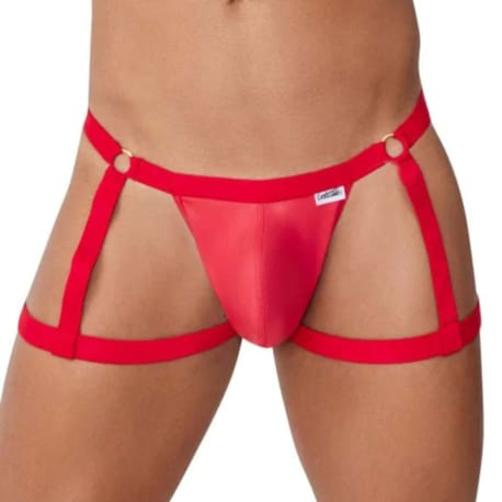 CandyMan Jock Strap Jarretière Simili-Cuir Rouge