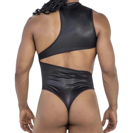 CandyMan One Shoulder Thong Bodysuit - Black