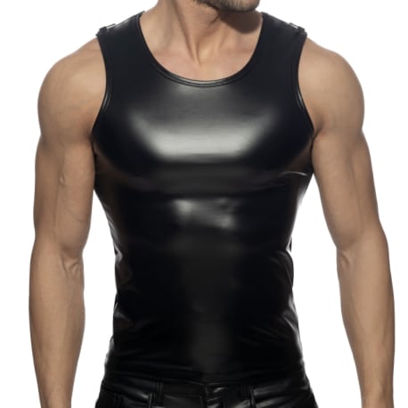 AD Fetish Rub Shoulder Zip Tank Top - Black