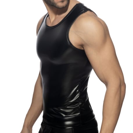 AD Fetish Rub Shoulder Zip Tank Top - Black