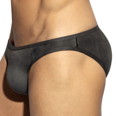 ES Collection Simsuede Bikini Briefs  - Charcoal