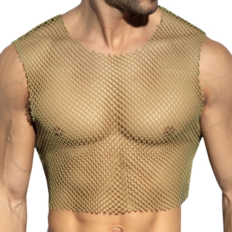 ES Collection Beachy Net Crop Top - Khaki