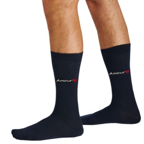 Garçon Français Amour Cotton Dress Socks - Navy