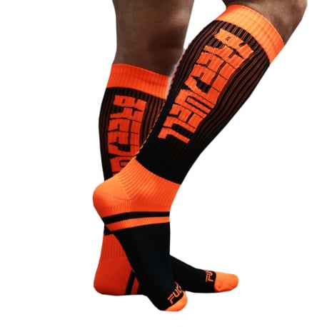 Breedwell Chaussettes Hautes Eternity - Orange Fluo - Noir