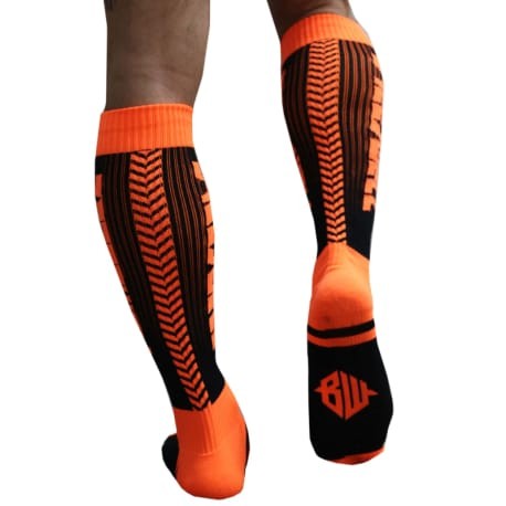 Breedwell Chaussettes Hautes Eternity - Orange Fluo - Noir