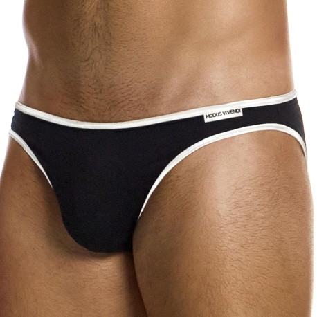 Modus Vivendi Silk Low Cut Briefs - Black - White