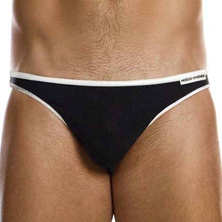 Modus Vivendi Silk Low Cut Briefs - Black - White