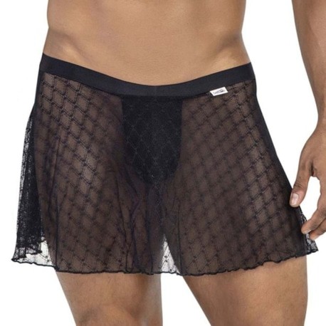 CandyMan Lace Thong Skirt - Black