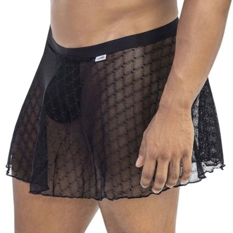 CandyMan Lace Thong Skirt - Black