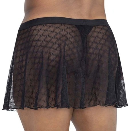 CandyMan Lace Thong Skirt - Black