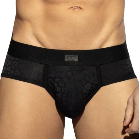 ES Collection Leopard Briefs - Black