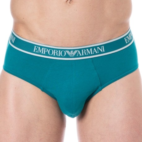 Emporio Armani Slip Core Logoband Coton Bleu Paon