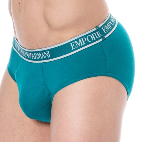 Emporio Armani Slip Core Logoband Coton Bleu Paon