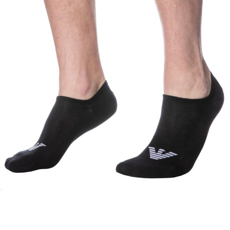 Emporio Armani Chaussettes Invisibles Basic Logo Noires