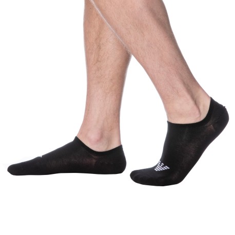 Emporio Armani Chaussettes Invisibles Basic Logo Noires