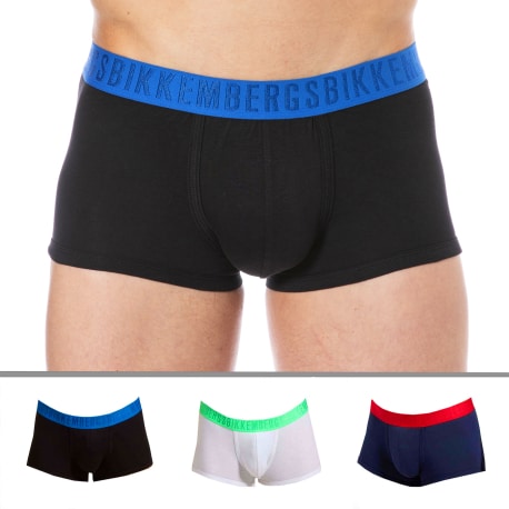 Bikkembergs 3-Pack Fashion Bicolor Cotton Boxer Briefs - Black - White - Navy