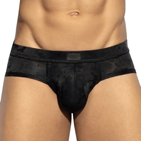 ES Collection See-Through Flower Briefs - Black