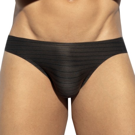 ES Collection Brownie Stripes Bikini Briefs - Black