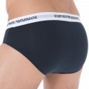 Emporio Armani Lot de 2 Slips Stretch Cotton Noir -Blanc