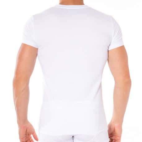 T-Shirt V-Neck Stretch Cotton Blanc