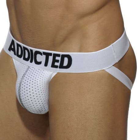 Addicted 3-Pack Push Up Mesh Jock Straps - White - Navy - Black