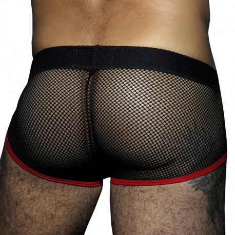 AD Fetish Fetish Mesh Boxer - Black - Red