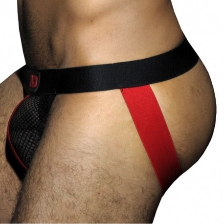 AD Fetish Fetish Mesh Jock Strap - Black - Red