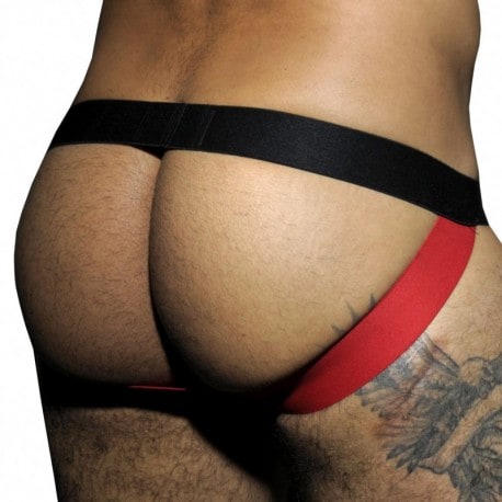 AD Fetish Fetish Mesh Jock Strap - Black - Red