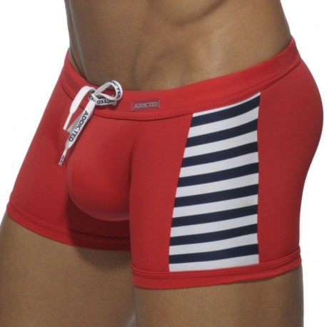 Addicted Sailor Colored Swim Boxer - Red