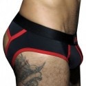 AD Fetish Stripe Fetish Bottomless Brief - Black - Red