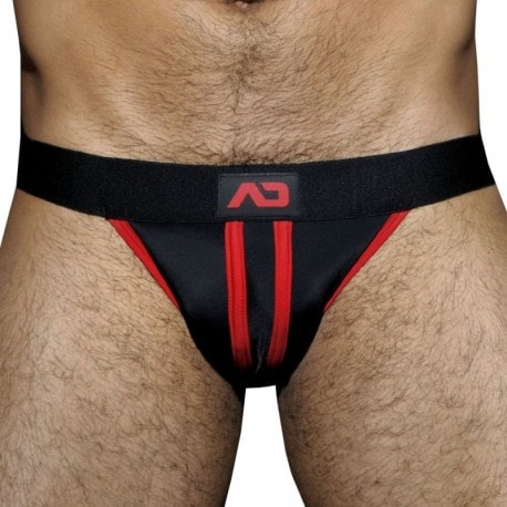 AD Fetish Stripe Fetish Jock - Black - Red