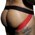 AD Fetish Stripe Fetish Jock - Black - Red