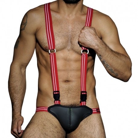 AD Fetish Jock Singlet - Black - Red