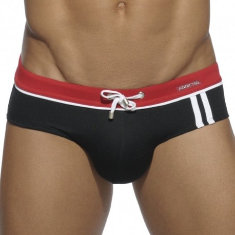 Addicted Sport Detail Binding Swim Brief - Black