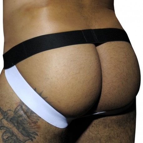 AD Fetish Fetish Mesh Jock Strap - Black - White