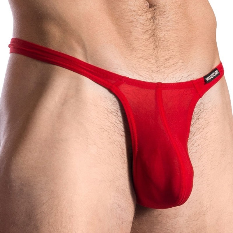 SKU Striped Cotton Mini G-String - Red - White