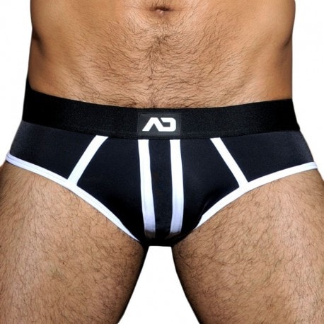 AD Fetish Stripe Fetish Bottomless Brief - Black - White